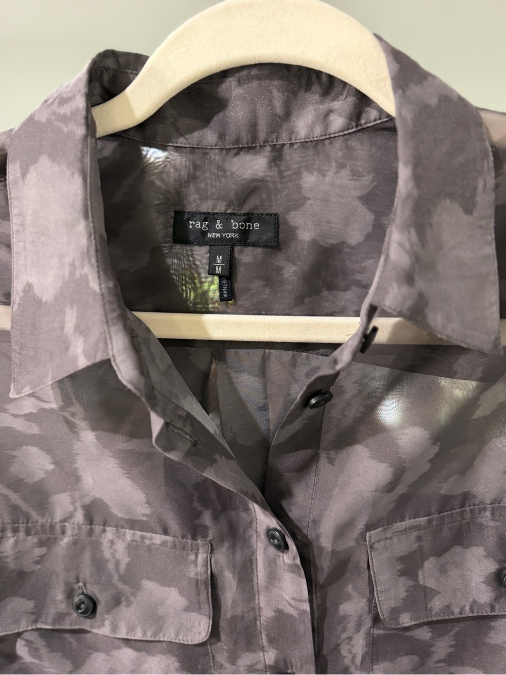rag & bone Mauve Floral Camouflage Button-Up Blouse - Picture 3 of 4